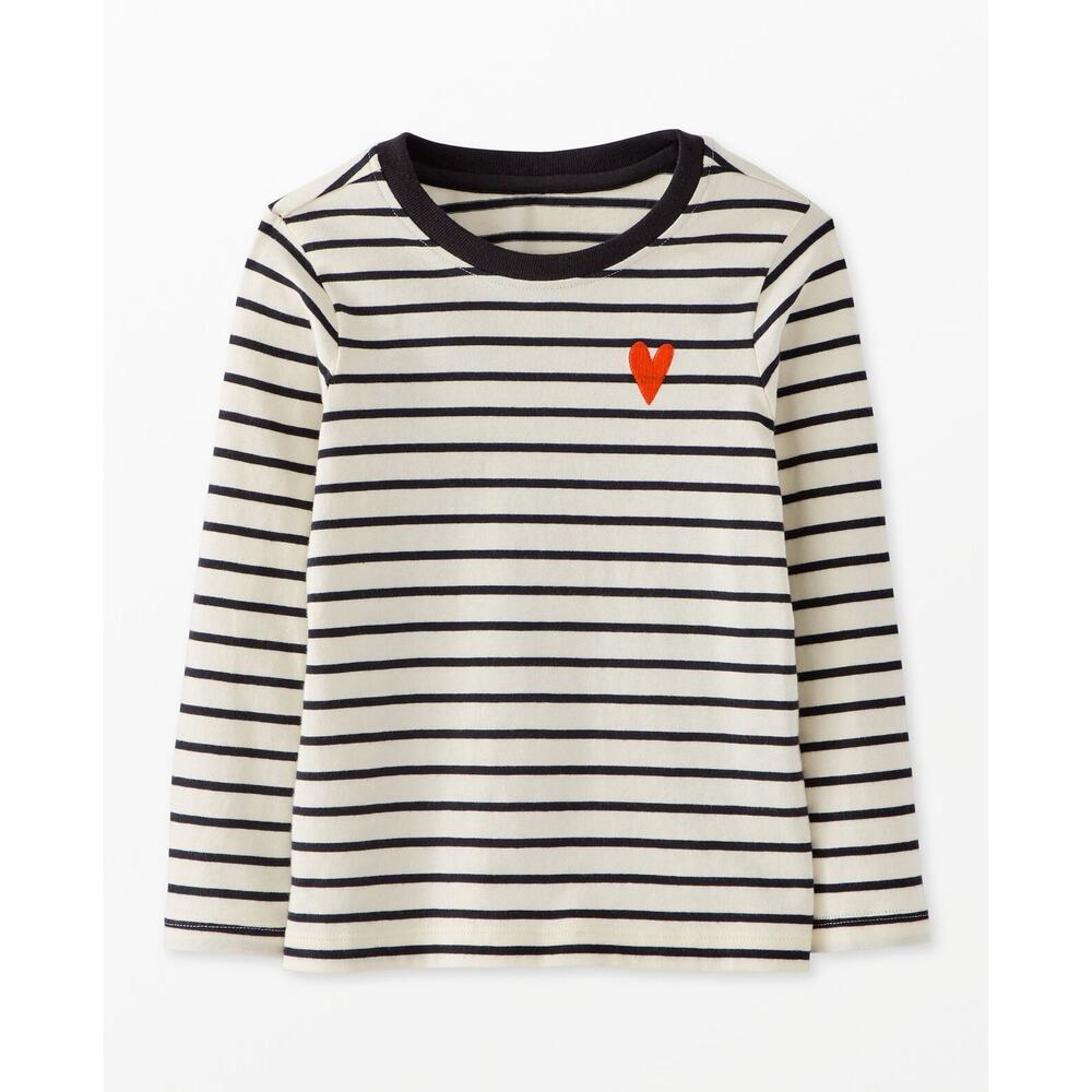 Hanna Andersson Girls' Striped Heart Long Sleeve Tee